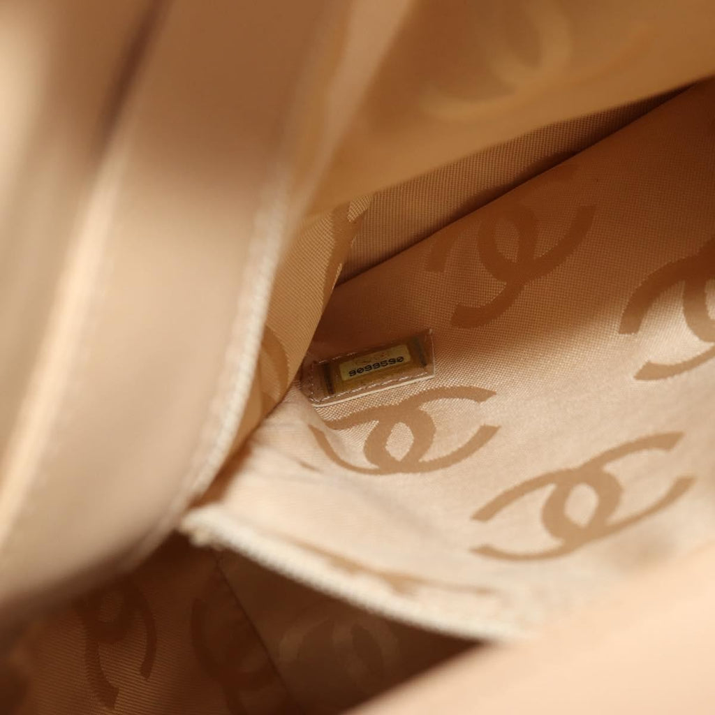 Chanel Cc Stitch Tote Lambskin Beige Leather Bag