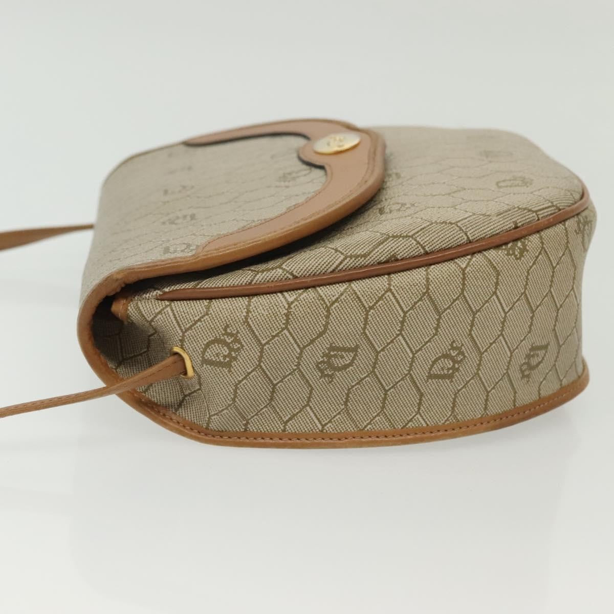 Christian Dior Vintage Honeycomb Shoulder Bag Canvas Beige Canvas Bag (Pre-Owned)