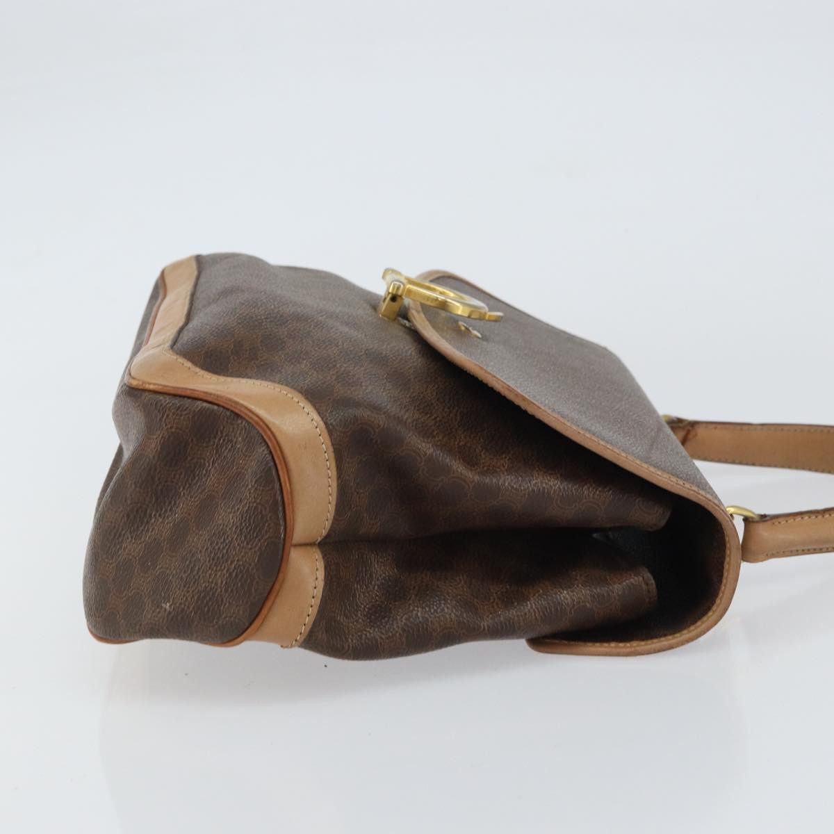 Celine Vintage Macadam Handbag Canvas Brown Pvc Handbag