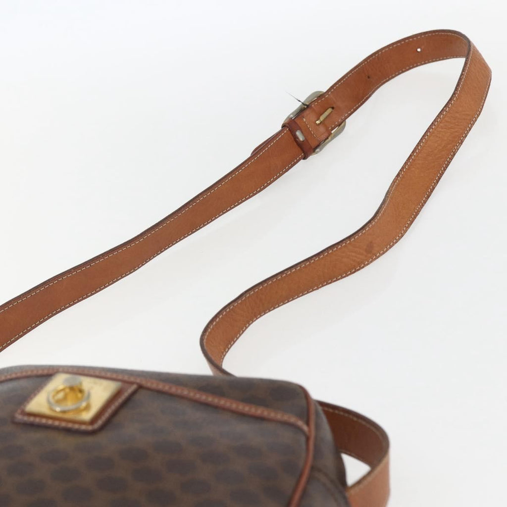 Celine Vintage Macadam Shoulder Bag Canvas And Leather Brown Canvas Shoulder Bag Bag