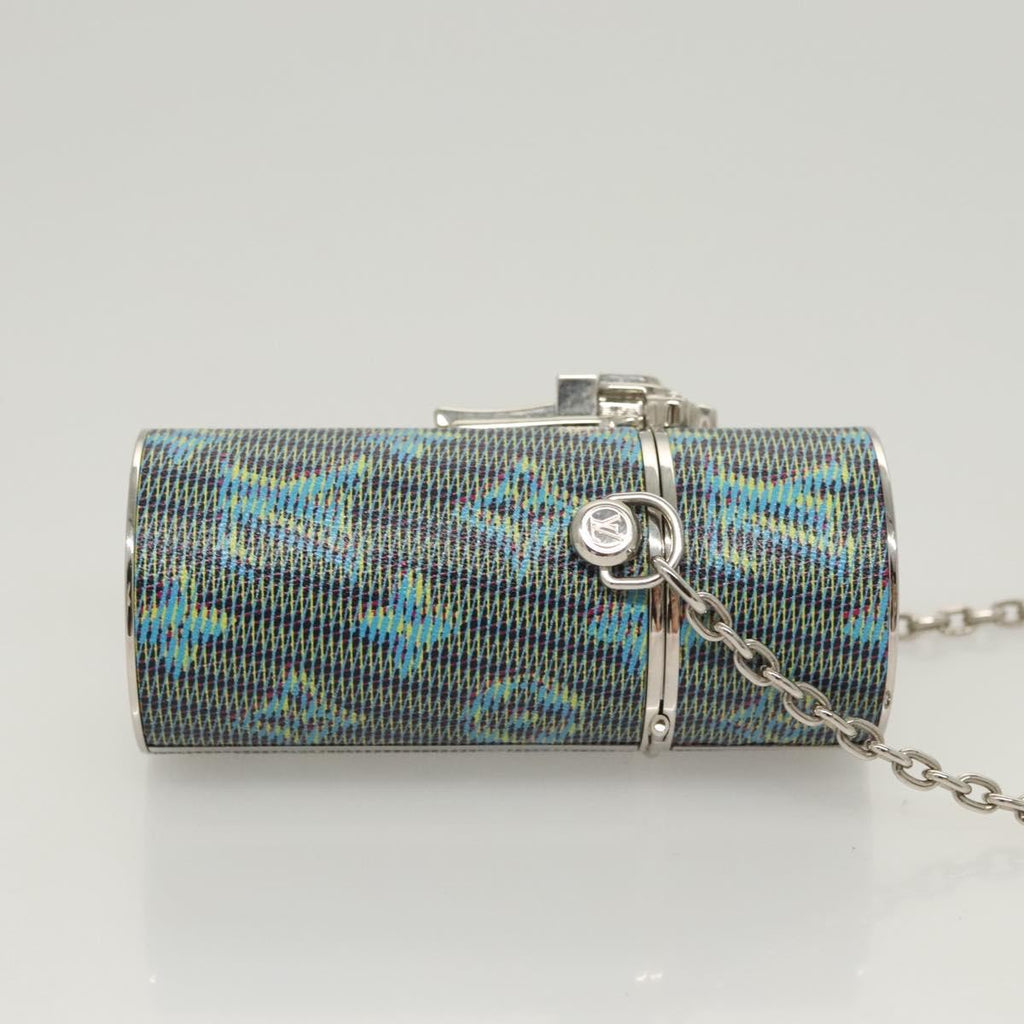 Louis Vuitton Lipstick Case On Chain Damier Monogram Lv Pop Canvas Blue Canvas Clutche & Pouche Bag