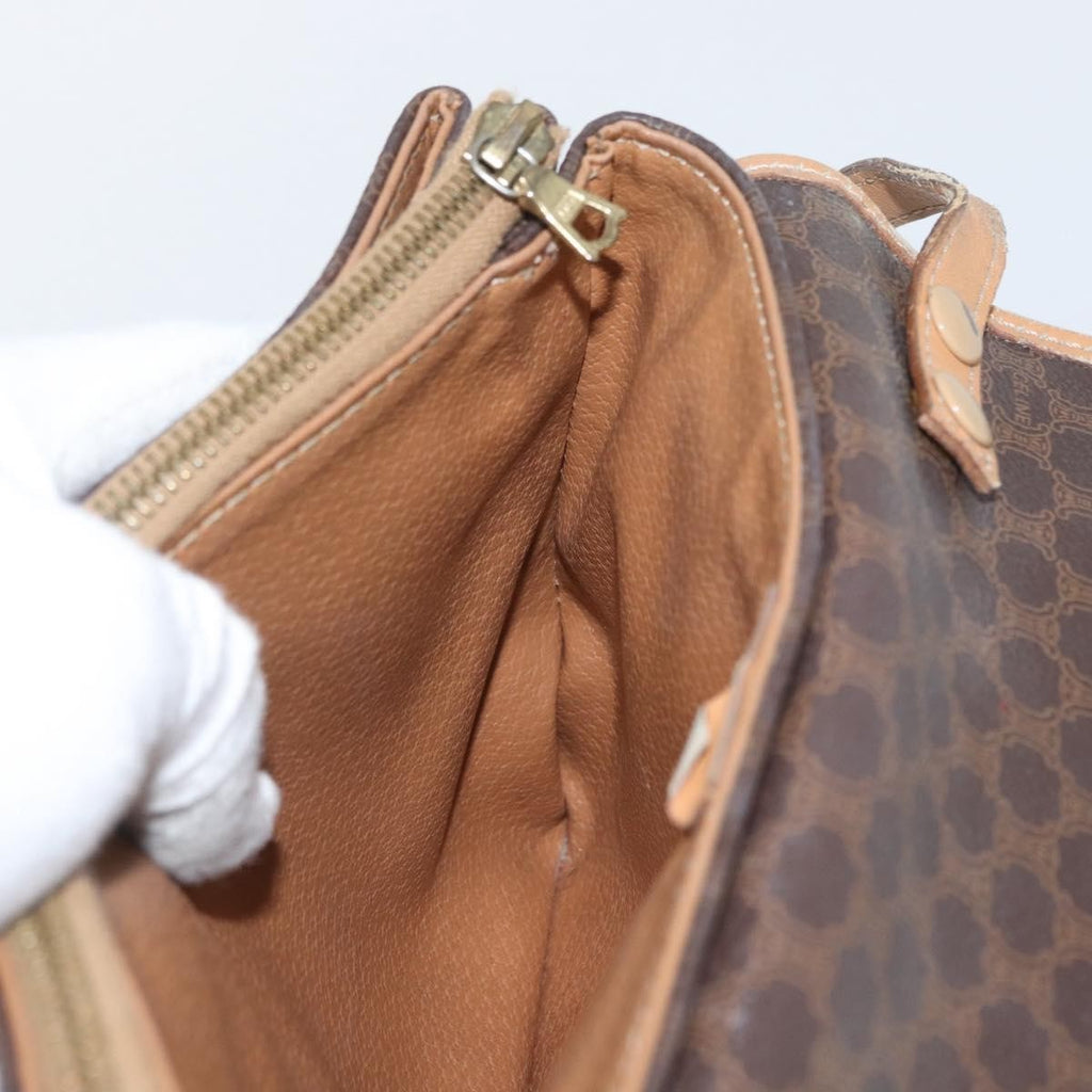 Celine Vintage Macadam Shoulder Bag Canvas And Leather Brown Canvas Shoulder Bag Bag