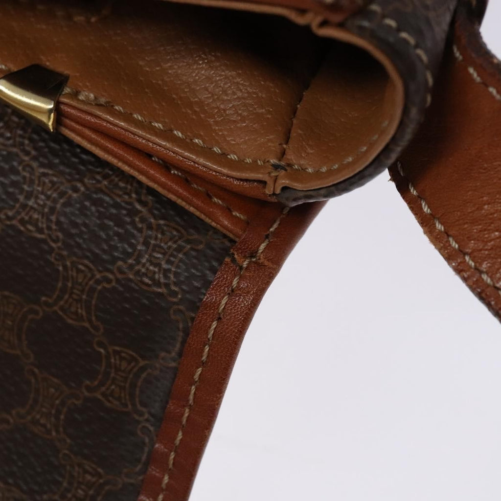 Celine Macadam Shoulder Bag Pvc Leather Brown Canvas Bag