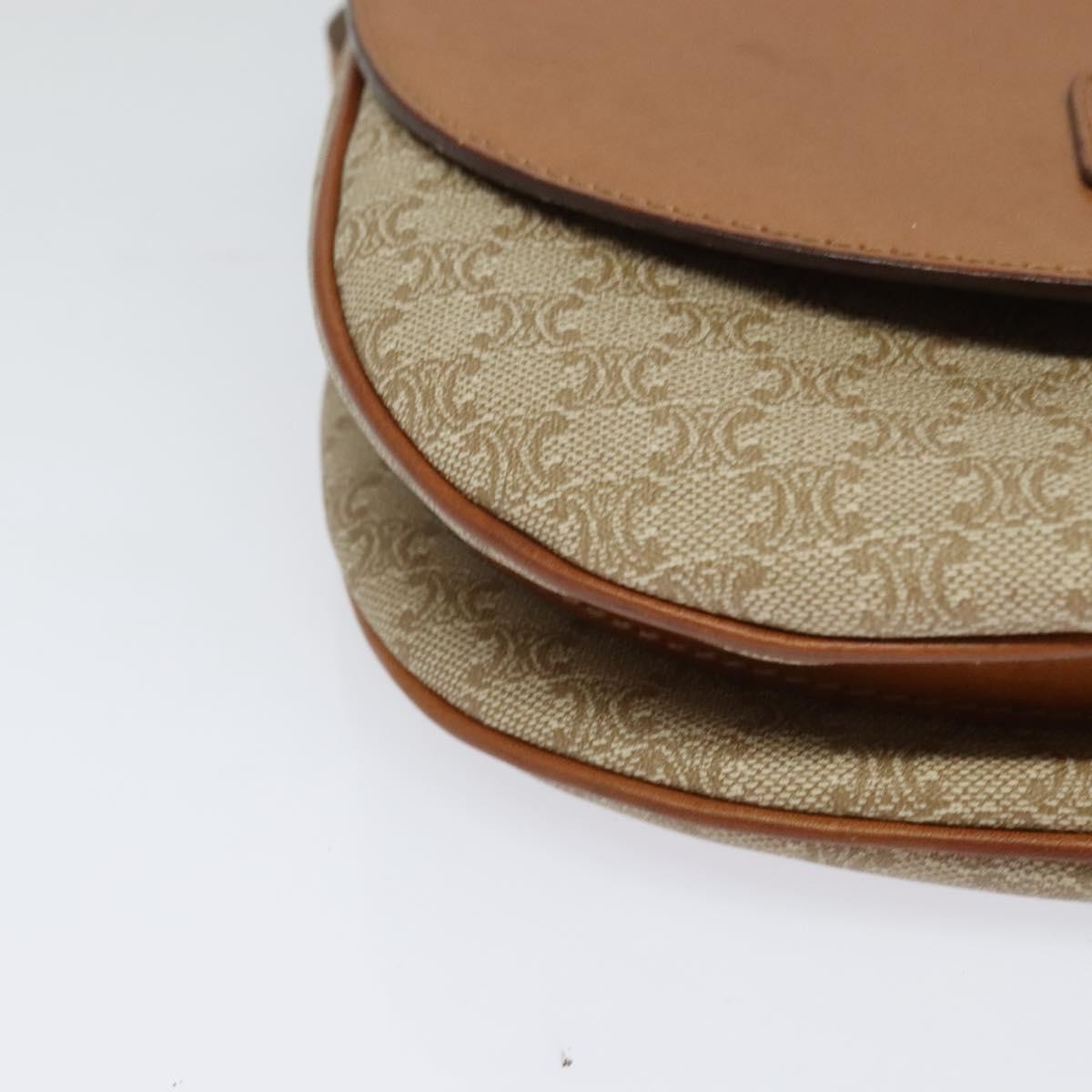 Celine Macadam Shoulder Bag Pvc Leather Beige Canvas Bag