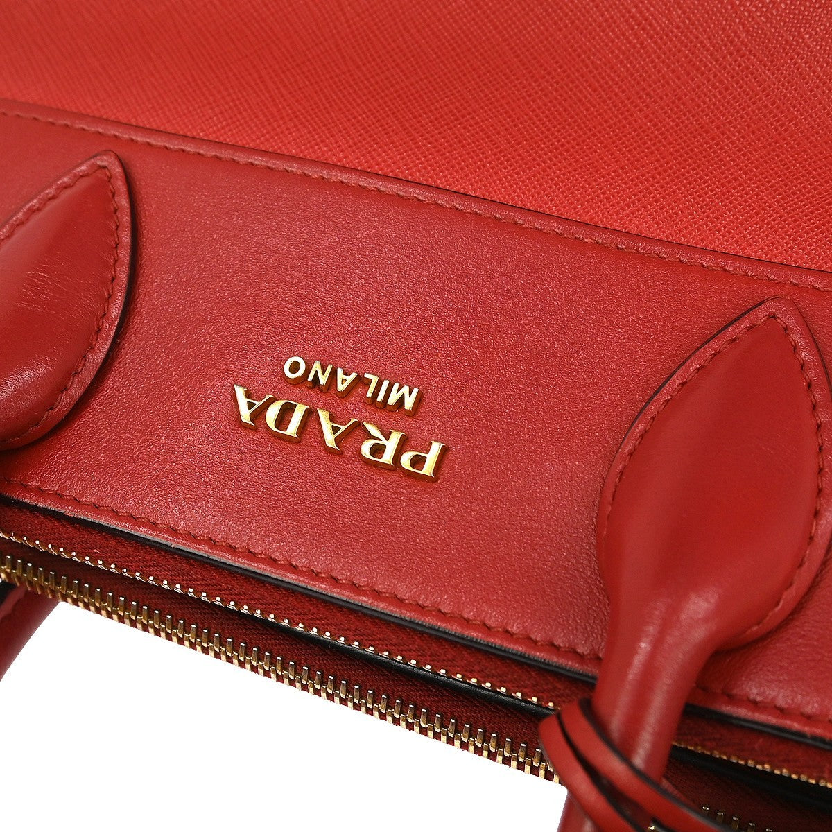 Prada Paradigme Tote Saffiano With City Calf Red Leather Handbag