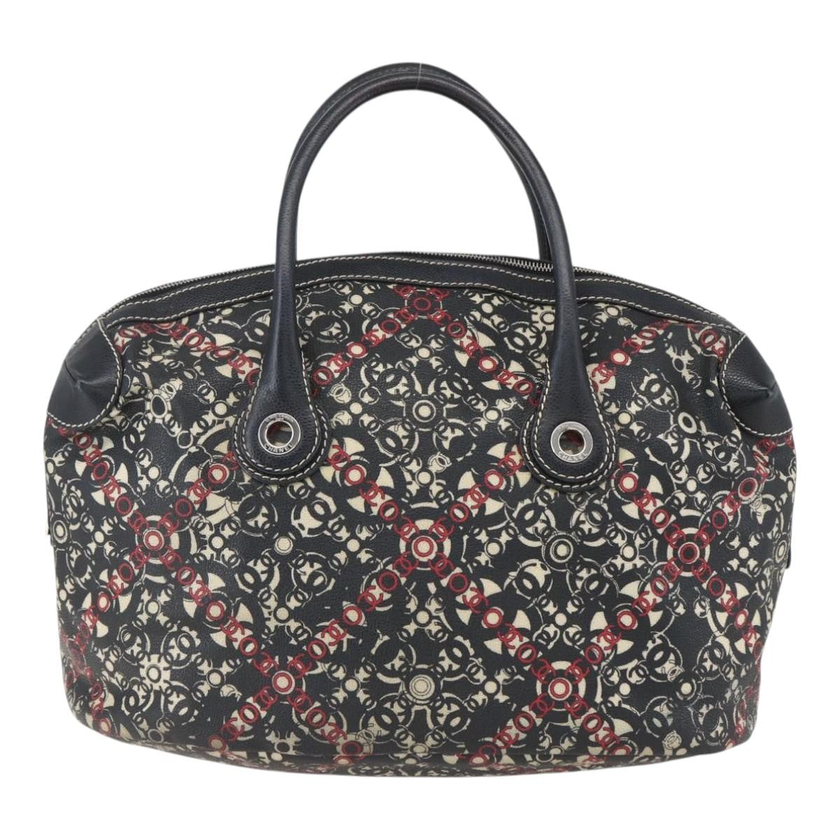 Chanel Optic Coco Bowler Bag Printed Coated Canvas With Caviar Black Pvc Travel Bag Bag