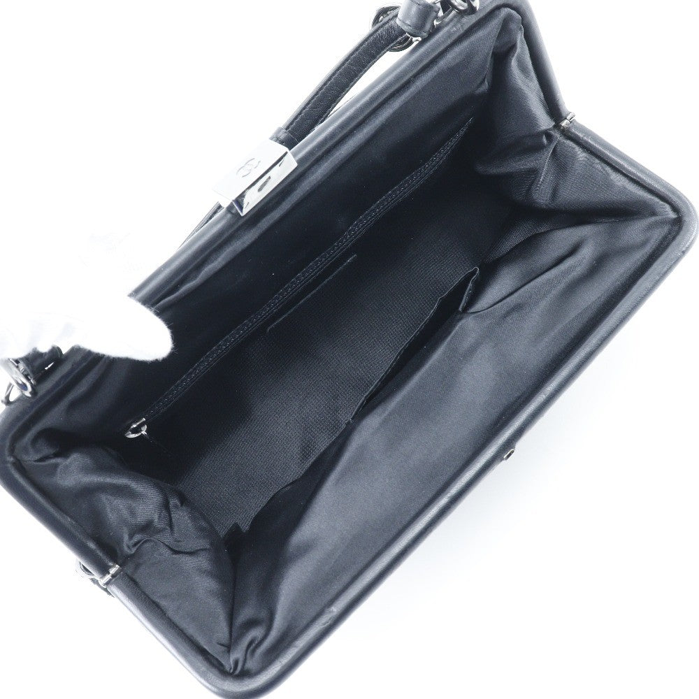 Chanel Vintage Cc Side Belted Bowler Bag Check Embossed Velvet Black Velvet Shoulder Bag Bag