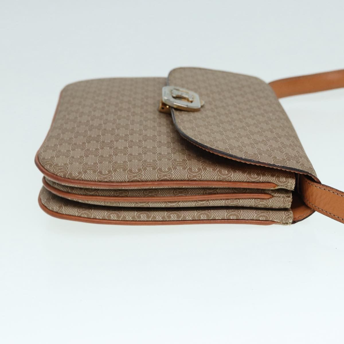 Celine Vintage Macadam Shoulder Bag Canvas And Leather Beige Canvas Shoulder Bag Bag