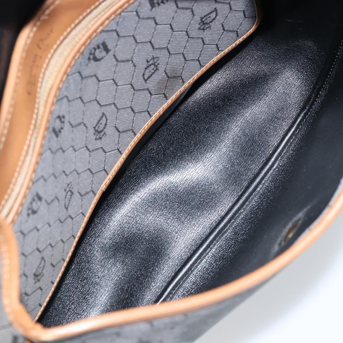 Christian Dior Vintage Honeycomb Flap Crossbody Bag Canvas And Leather Black Canvas Shoulder Bag Bag (Pre-Owned)
