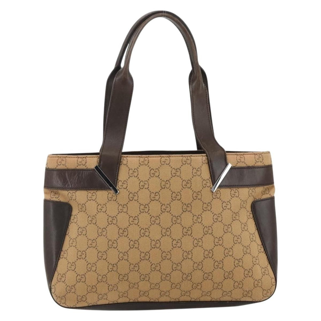 Gucci Vintage Tote Canvas Beige Canvas Tote Bag Bag (Pre-Owned)