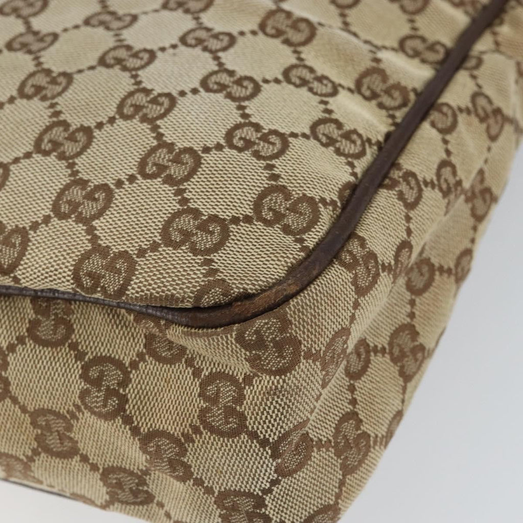 Gucci Vintage Shoulder Bag Gg Canvas And Leather Beige Canvas Shoulder Bag Bag (Pre-Owned)