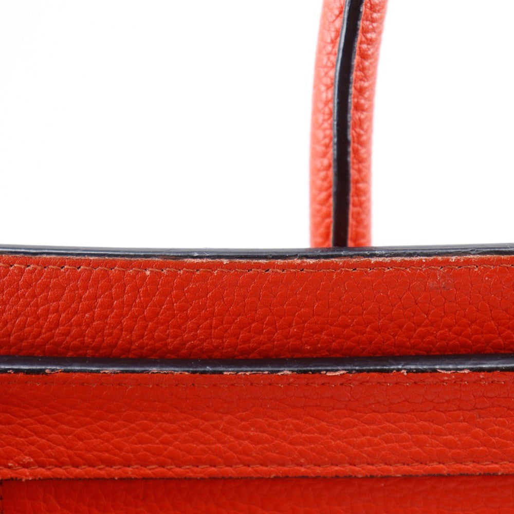 Celine Luggage Bag Grainy Leather Red Calfskin Handbag