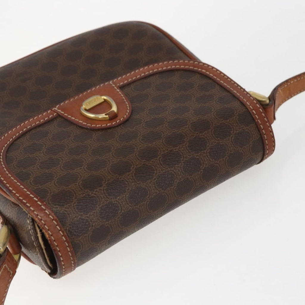Celine Vintage Macadam Shoulder Bag Canvas And Leather Brown Canvas Shoulder Bag Bag
