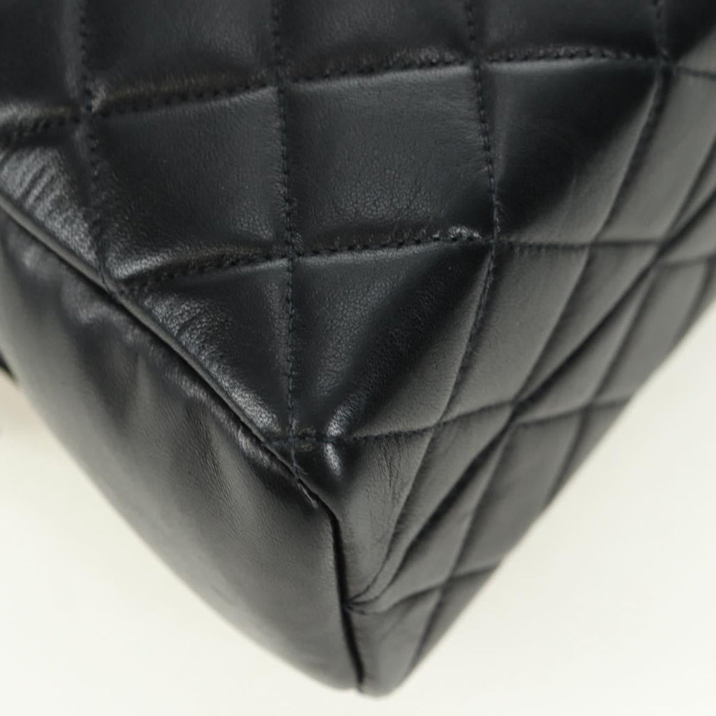 Chanel Vintage Zip Chain Shoulder Bag Quilted Lambskin Black Leather Shoulder Bag Bag