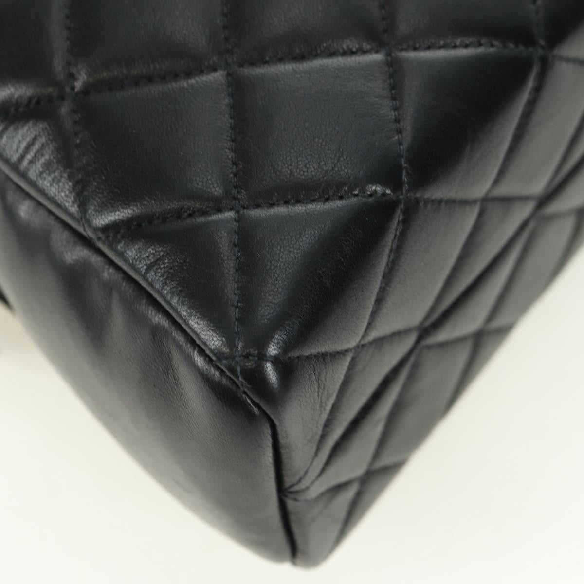 Chanel Vintage Zip Chain Shoulder Bag Quilted Lambskin Black Leather Shoulder Bag Bag