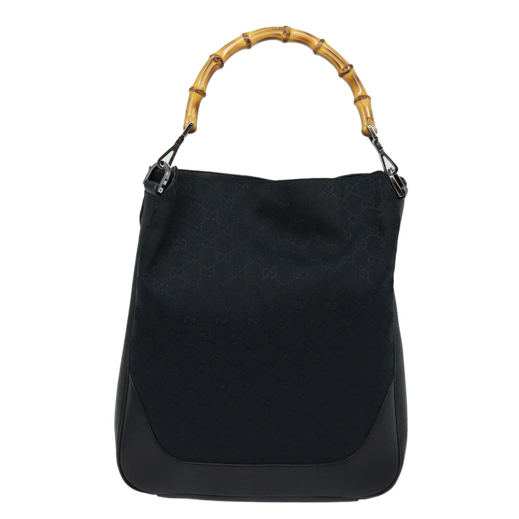 Gucci Bamboo Shoulder Bag Gg Canvas Black Canvas Shoulder Bag Bag (Pre-Owned)