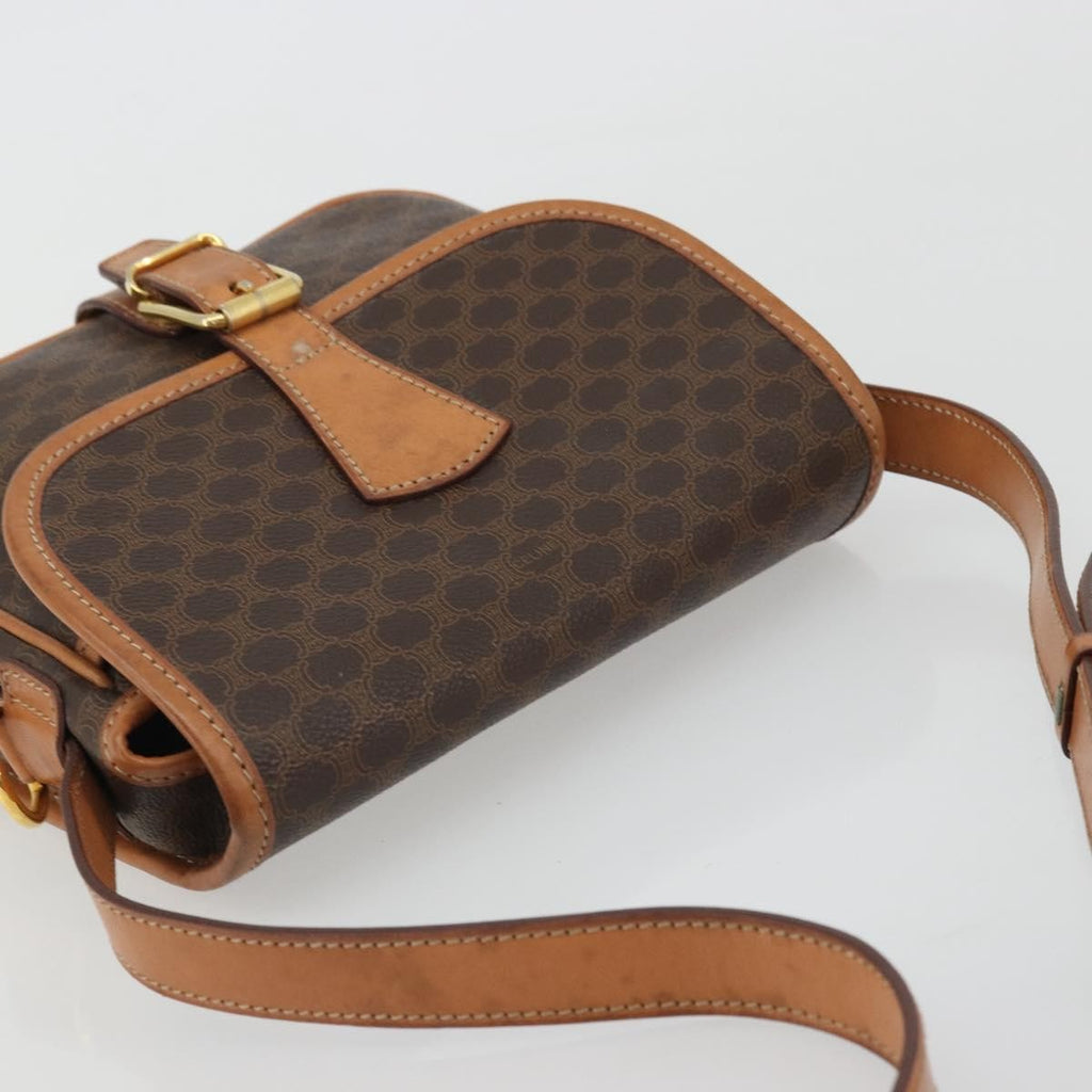 Celine Vintage Macadam Shoulder Bag Canvas And Leather Brown Canvas Shoulder Bag Bag