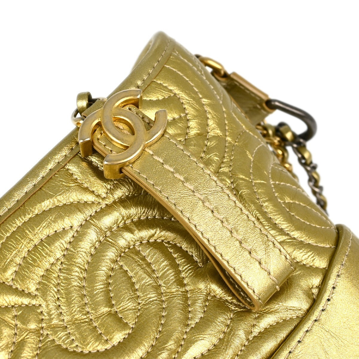 Chanel Gabrielle Hobo Quilted Metallic Aged Calfskin Gold Leather Shoulder Bag Bag