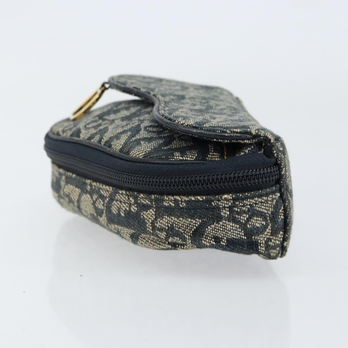 Christian Dior Vintage Saddle Coin Purse Diorissimo Canvas Blue Canvas Clutche & Pouche Bag (Pre-Owned)