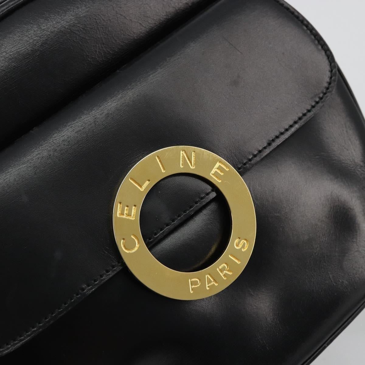 Celine Circle Logo Shoulder Bag Leather Black Leather Shoulder Bag Bag