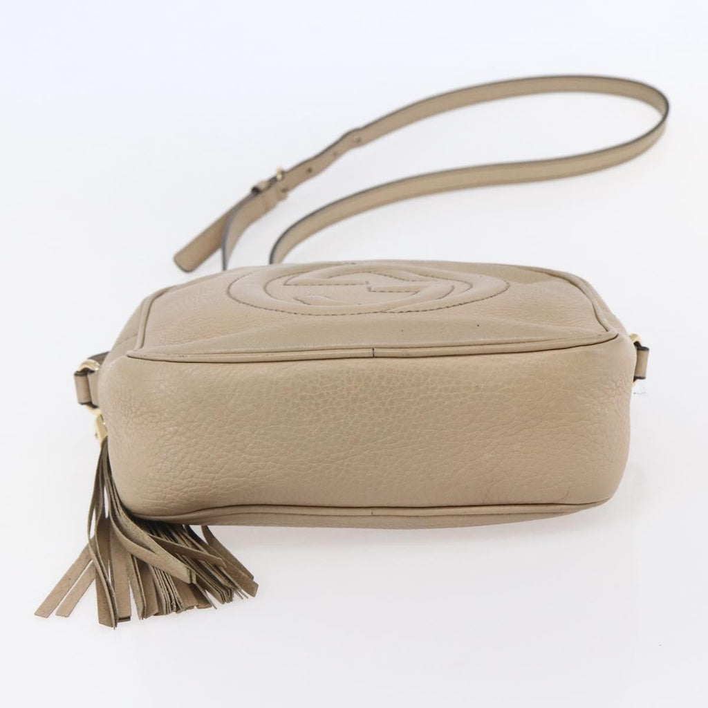 Gucci Soho Disco Crossbody Bag Leather Beige Leather Shoulder Bag Bag (Pre-Owned)
