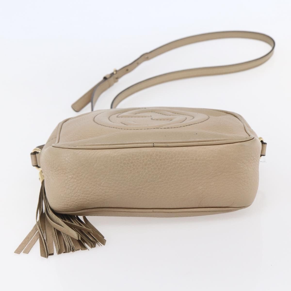 Gucci Soho Disco Crossbody Bag Leather Beige Leather Shoulder Bag Bag (Pre-Owned)
