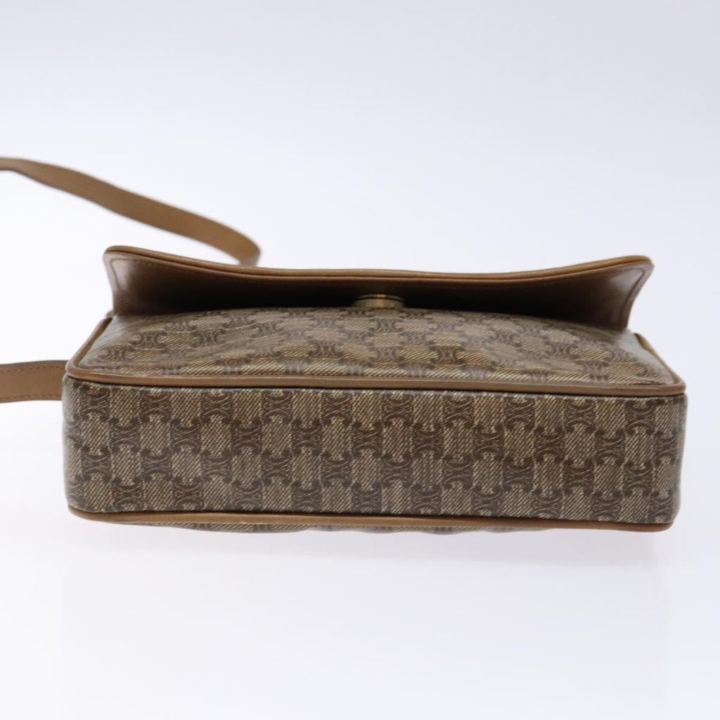 Celine Macadam Shoulder Bag Pvc Leather Beige Pvc Bag