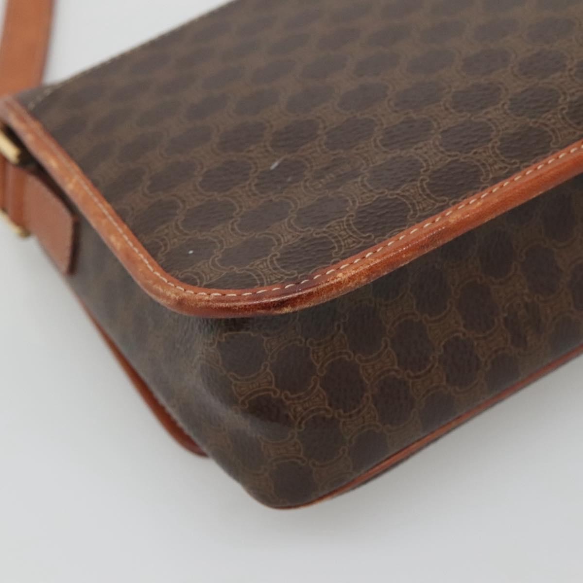 Celine Vintage Macadam Shoulder Bag Canvas And Leather Brown Canvas Shoulder Bag Bag