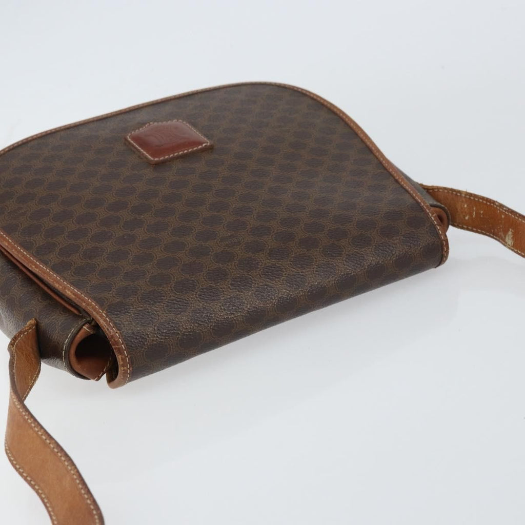 Celine Vintage Macadam Shoulder Bag Canvas And Leather Brown Canvas Shoulder Bag Bag