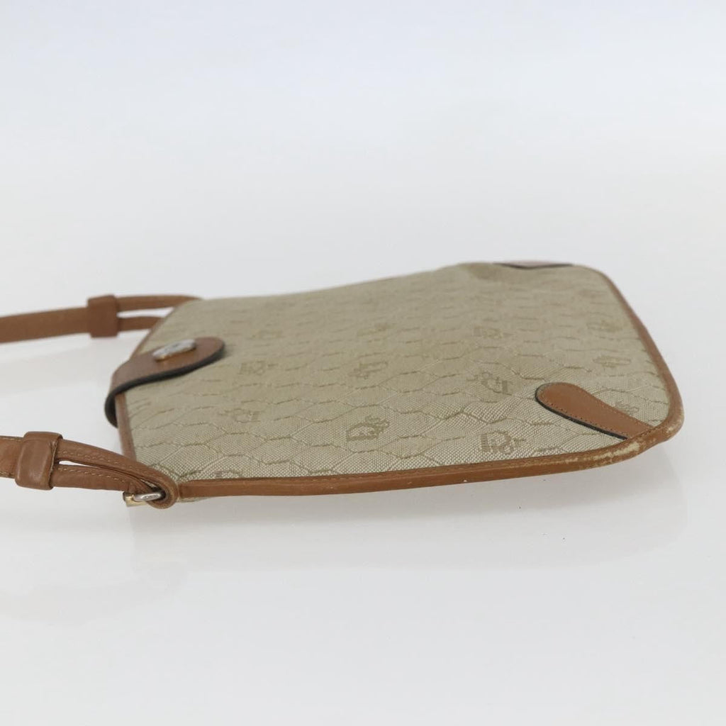 Christian Dior Vintage Honeycomb Shoulder Bag Canvas And Leather Beige Canvas Shoulder Bag Bag (Pre-Owned)