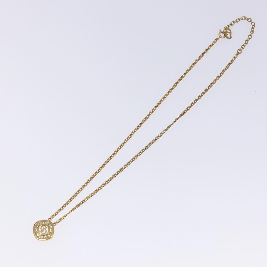 Christian Dior Cd Round Pendant Necklace Metal And Crystals Gold Metal Jewelry (Pre-Owned)