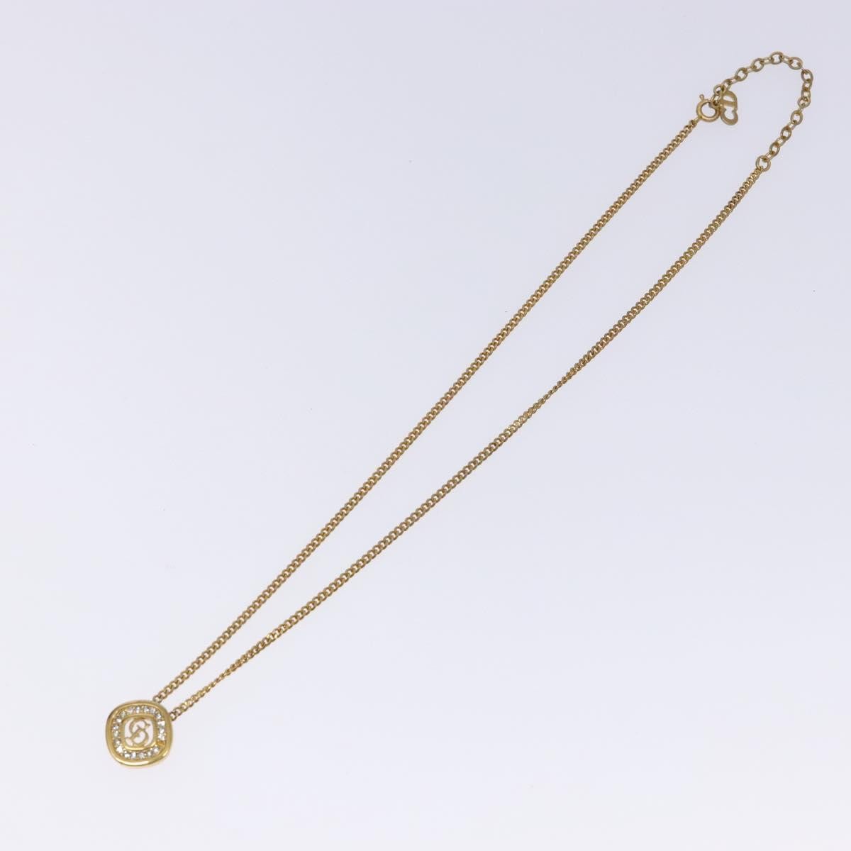Christian Dior Cd Round Pendant Necklace Metal And Crystals Gold Metal Jewelry (Pre-Owned)