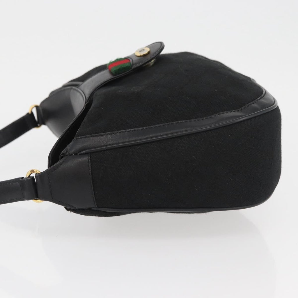 Gucci Sherry Line Shoulder Bag Canvas Black Canvas Shoulder Bag Bag (Pre-Owned)