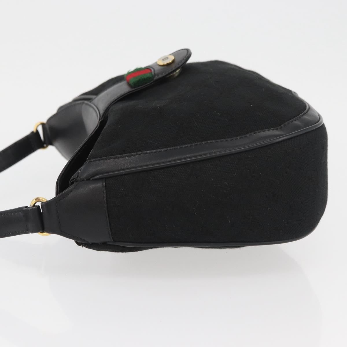 Gucci Sherry Line Shoulder Bag Canvas Black Canvas Shoulder Bag Bag (Pre-Owned)