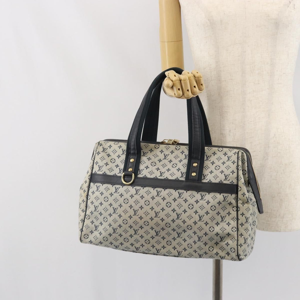 Louis Vuitton Josephine Handbag Mini Lin Blue Canvas Handbag