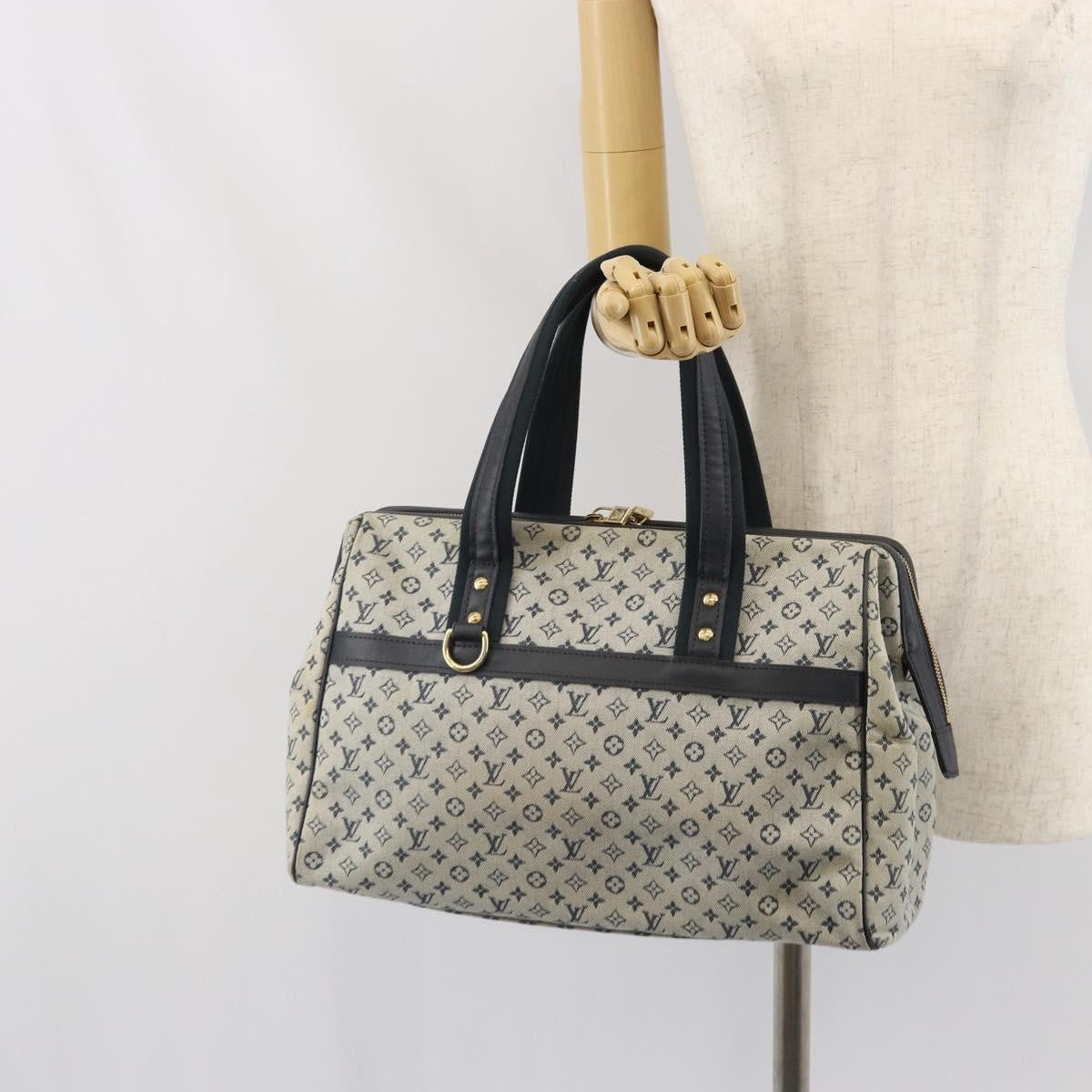 Louis Vuitton Josephine Handbag Mini Lin Blue Canvas Handbag