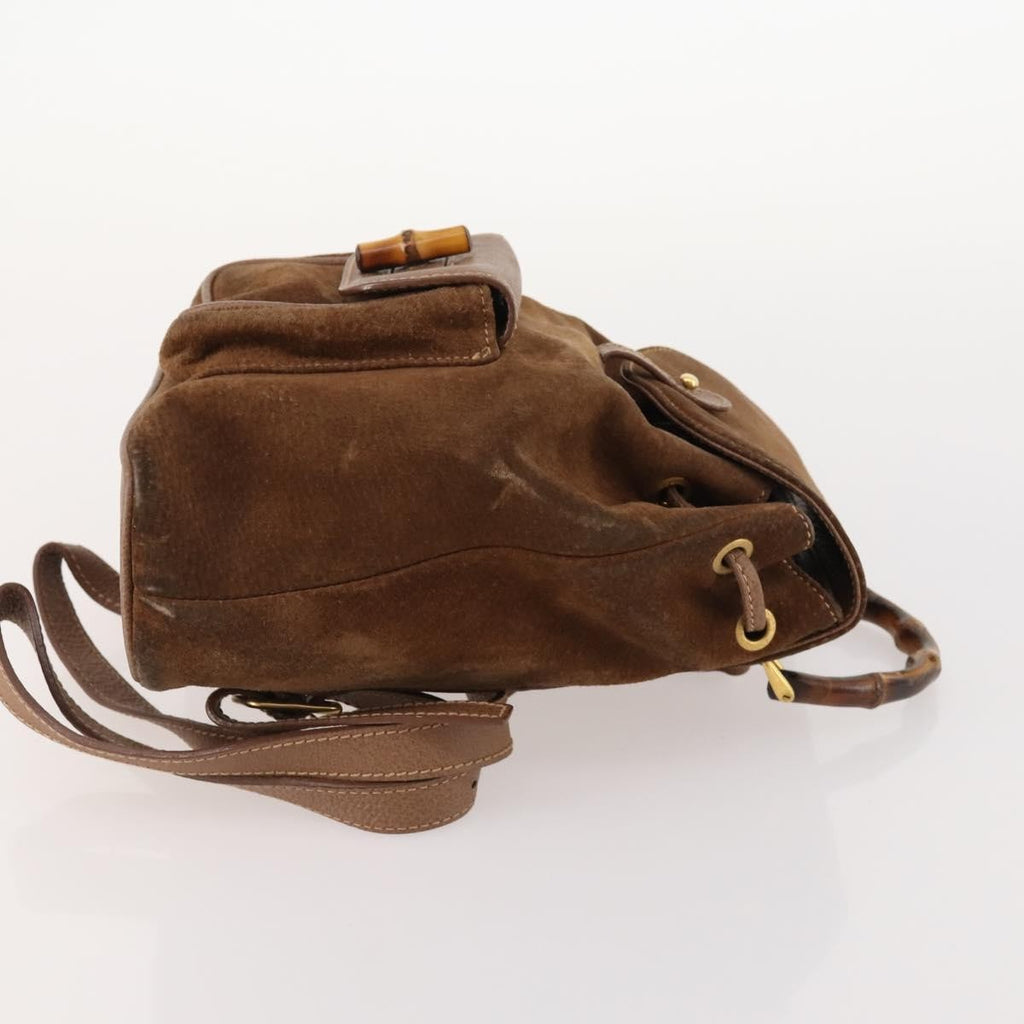 Gucci Gucci Bamboo Backpack Daim Brown Suede Backpack Bag (Pre-Owned)