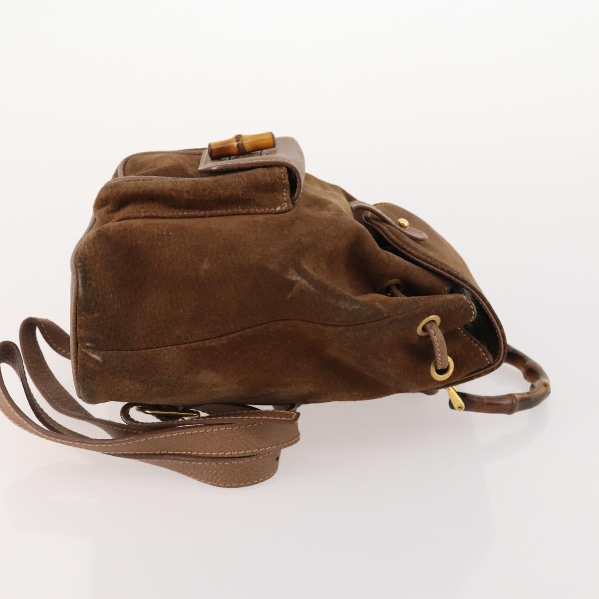 Gucci Gucci Bamboo Backpack Daim Brown Suede Backpack Bag (Pre-Owned)