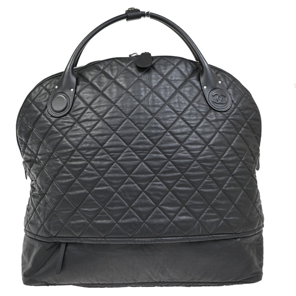 Chanel Horizontal Sport Weekender Bag Quilted Coated Canvas Black Nylon Travel Bag Bag