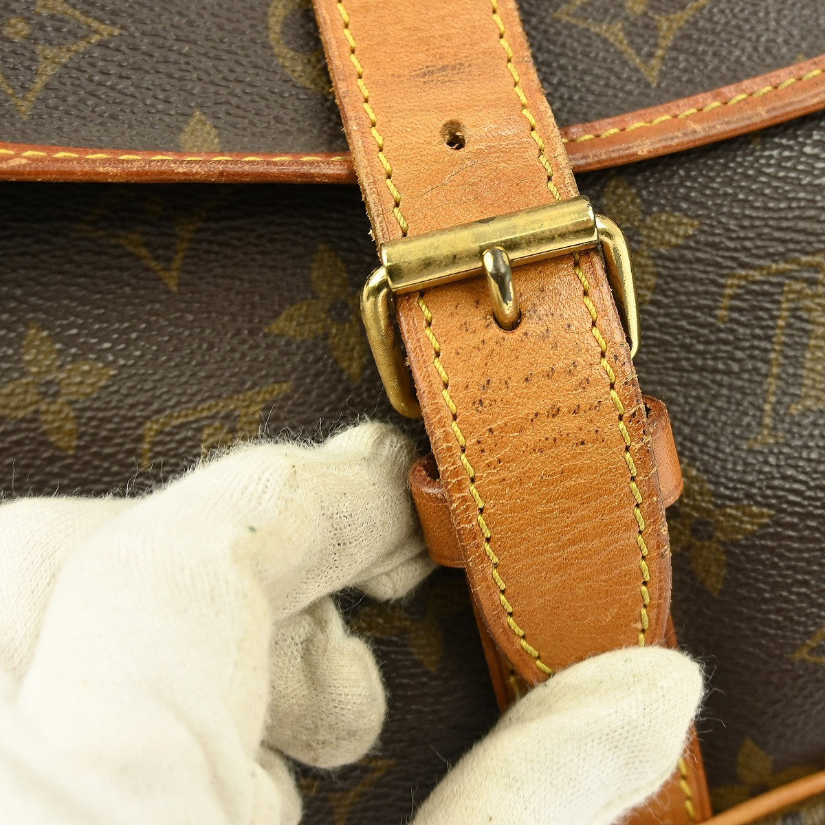 Louis Vuitton Saumur Handbag Monogram Canvas Brown Canvas Shoulder Bag