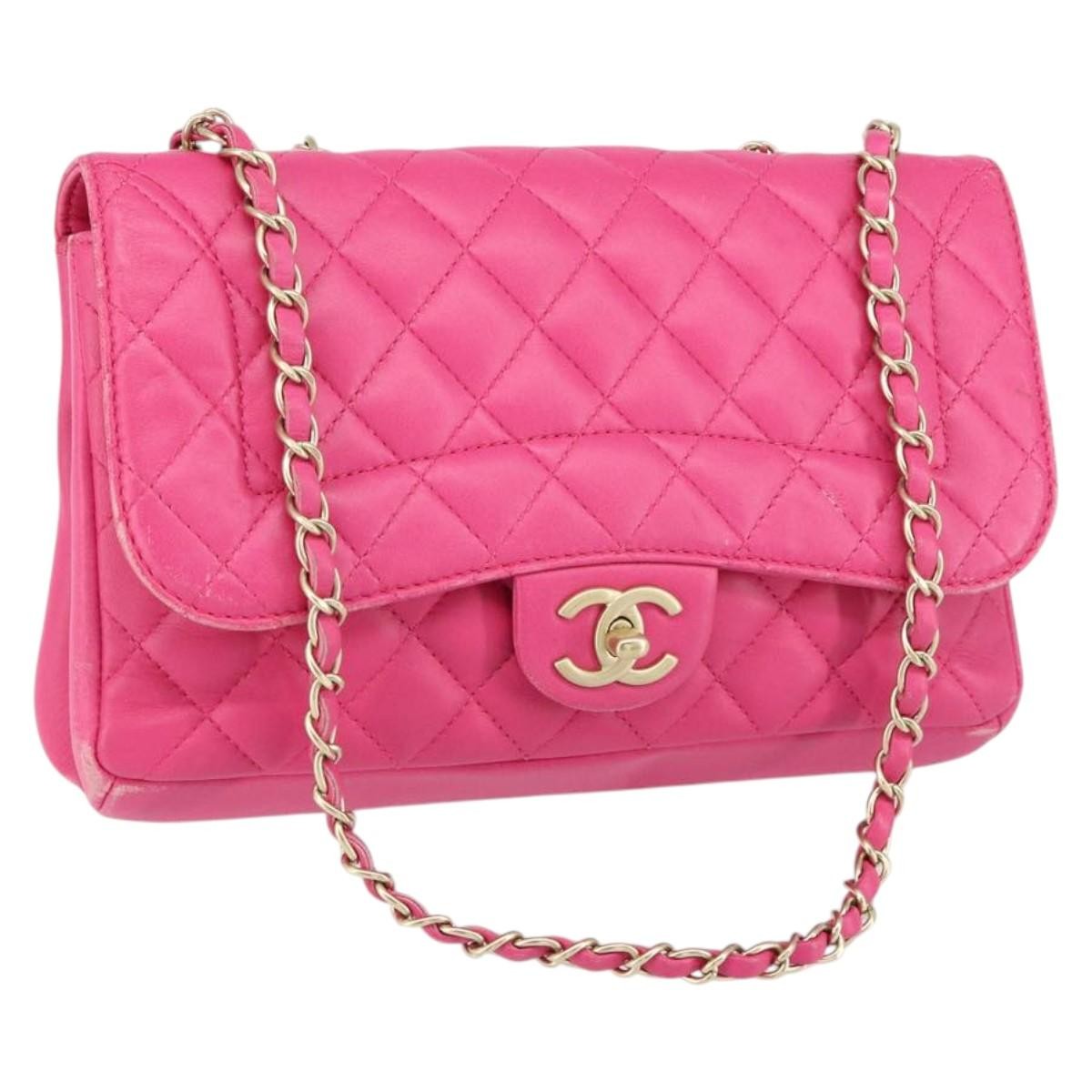 Chanel Mademoiselle Chic Flap Bag Quilted Lambskin Pink Leather Shoulder Bag Bag