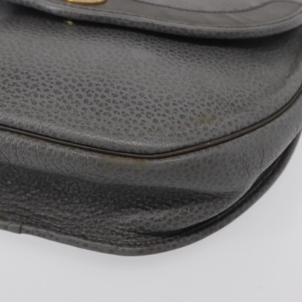 Christian Dior Vintage Cd Logo Shoulder Bag Leather Gray Leather Shoulder Bag Bag (Pre-Owned)