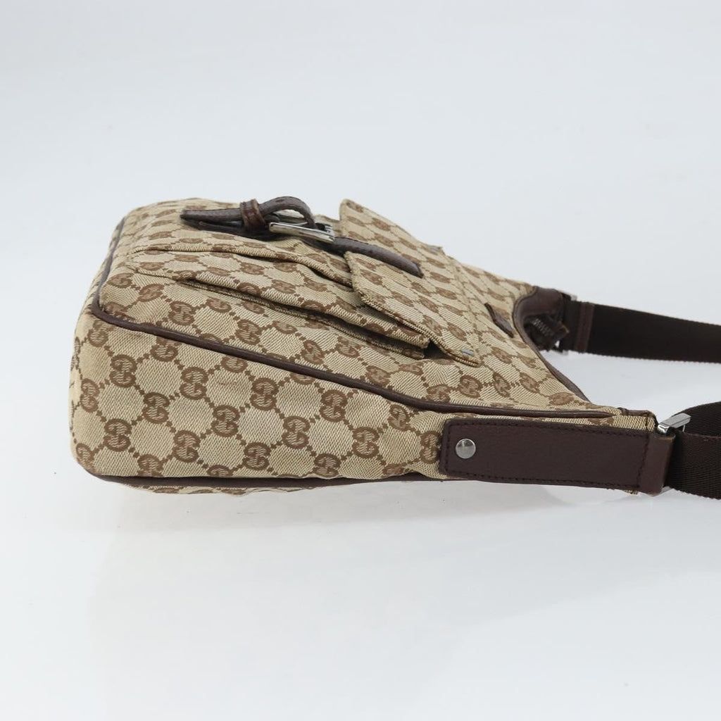 Gucci Vintage Shoulder Bag Gg Canvas And Leather Beige Canvas Shoulder Bag Bag (Pre-Owned)