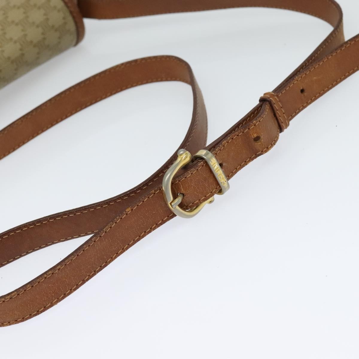 Celine Vintage Macadam Shoulder Bag Canvas And Leather Beige Canvas Shoulder Bag Bag