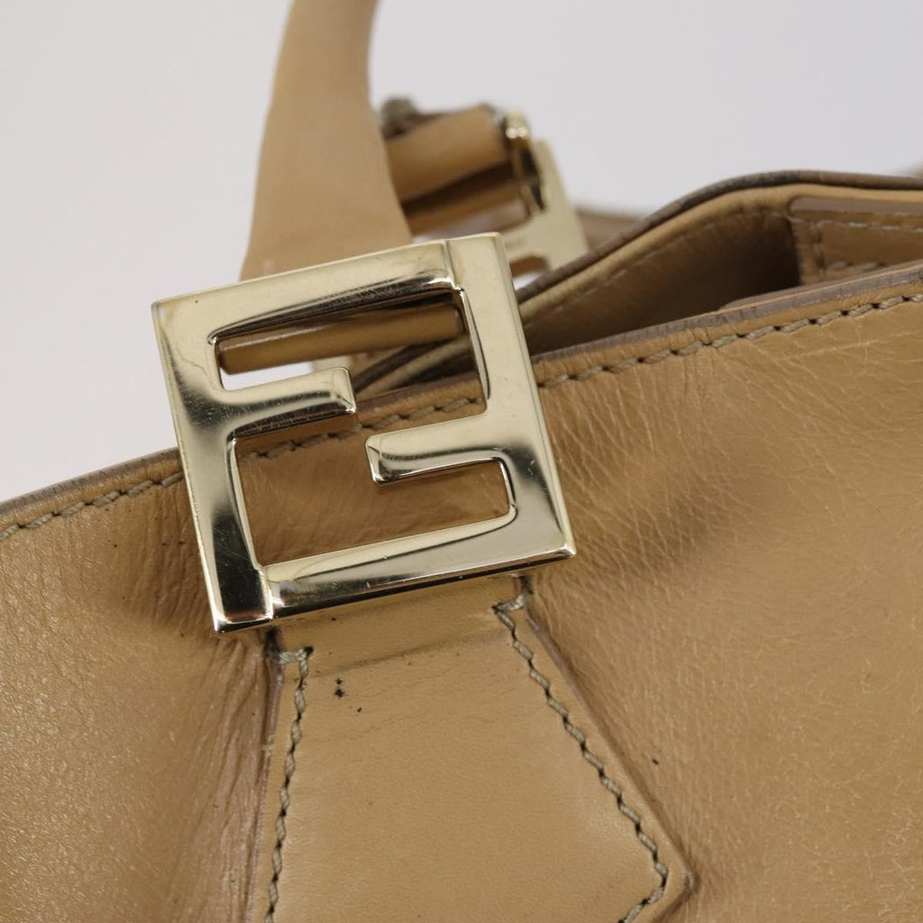 Fendi Twins Tote Leather Beige Leather Tote Bag Bag