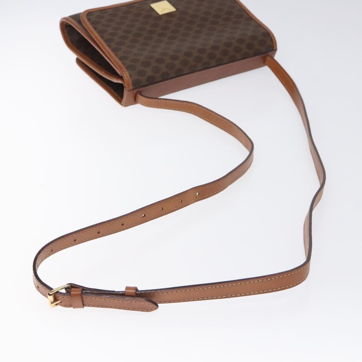 Celine Vintage Macadam Shoulder Bag Canvas And Leather Brown Canvas Shoulder Bag Bag