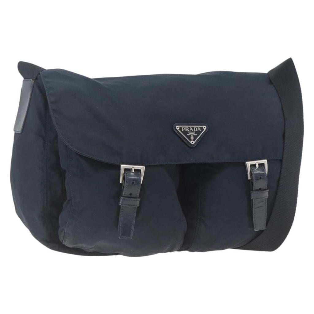 Prada Zip Buckle Messenger Bag Tessuto Navy Nylon Shoulder Bag Bag