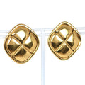 Chanel Cc Rhombus Clip-On Earrings Metal Gold Gold_Plated Earrings Jewelry