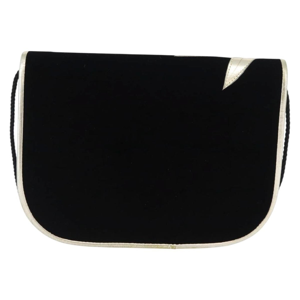 Saint Laurent Vintage Flap Crossbody Bag Velvet Black Velvet Shoulder Bag Bag (Pre-Owned)