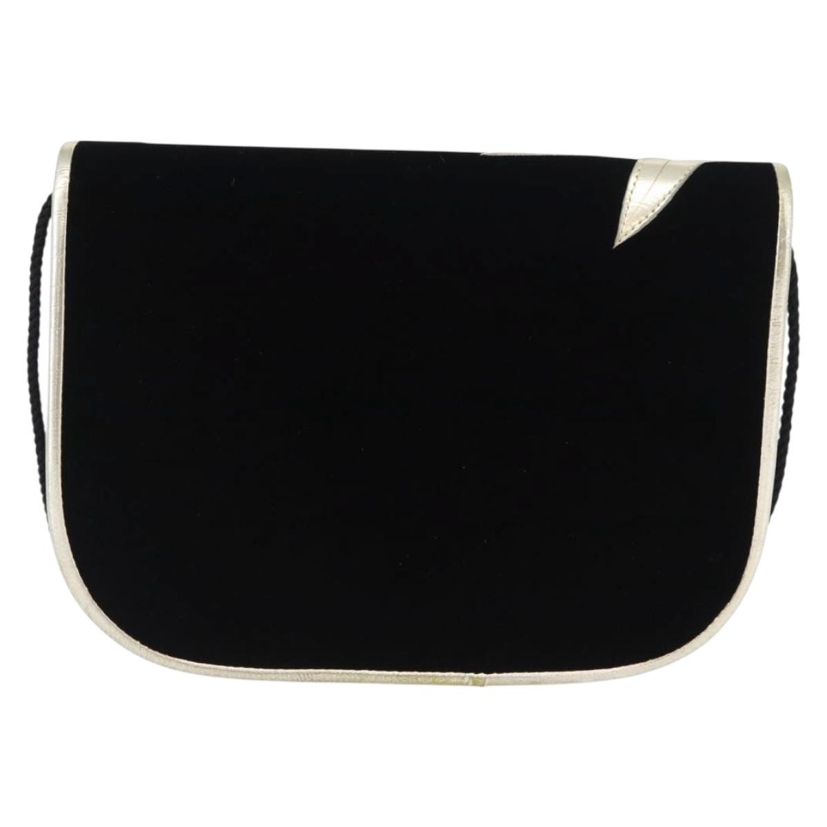 Saint Laurent Vintage Flap Crossbody Bag Velvet Black Velvet Shoulder Bag Bag (Pre-Owned)